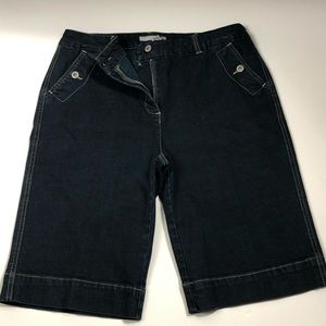Chicos Platinum Blue Jean Shorts Denim Stretch